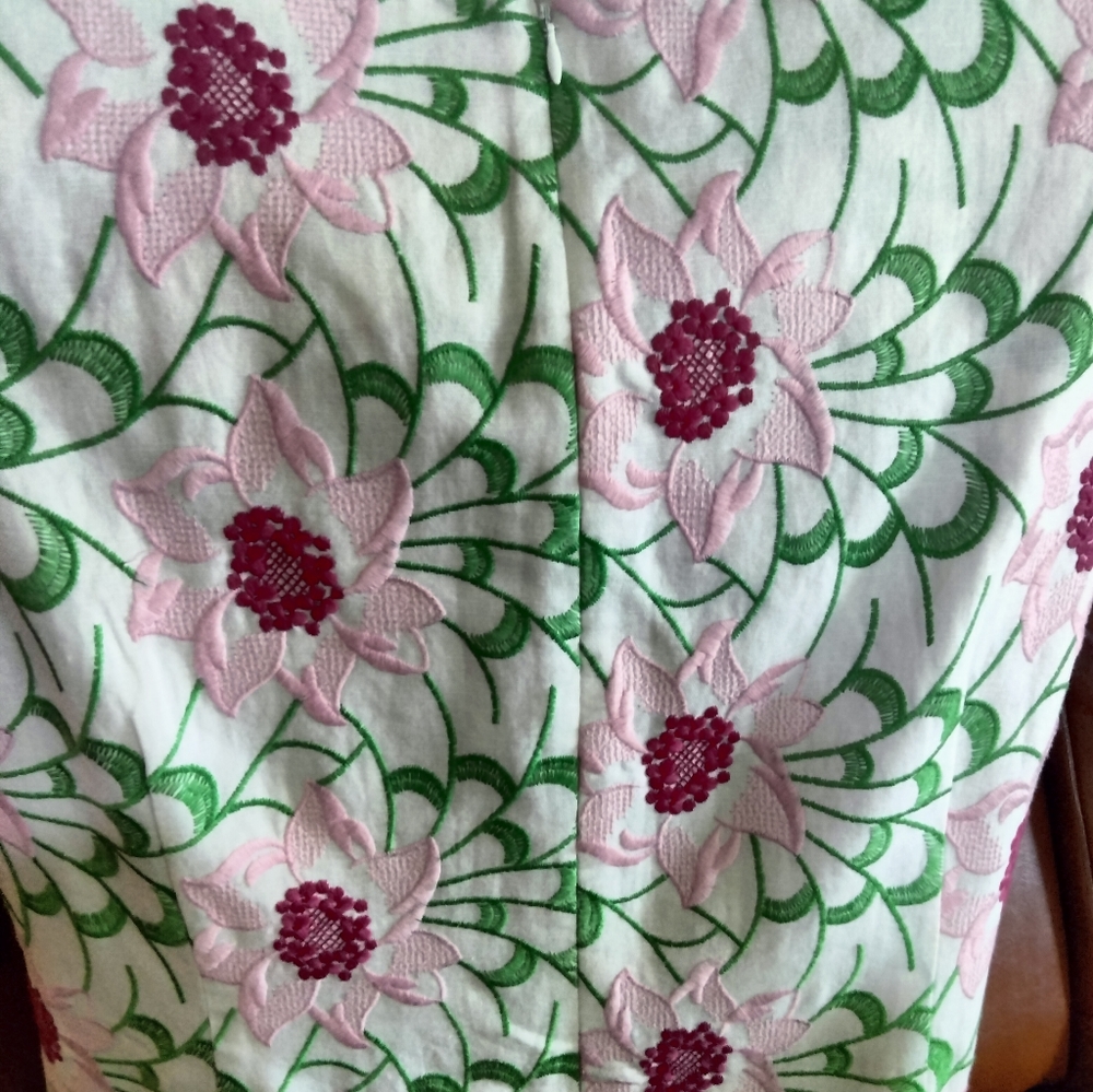 Talbot's Floral  Embroidered Linen Dress